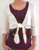Knit Bow Front Short Cardican-Soft White