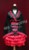 ยูกาตะโกธิคโลลิต้า (Gothic Lolita Yuukata) สีดำแดง คาดด้วยโอบิ (obi) พร้อมเฮดเดรสสีดำล้วน
