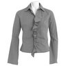 DIESEL grey cotton button front blouse with ruffled front