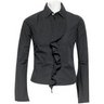 DIESEL black cotton button front blouse with ruffled front