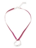 GUESS Fuschia ribbon silver heart necklace