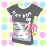 NO BRAND เสื้อยืดคอกลม สีดำ สกรีนลาย Playboy