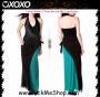 XOXO XOXO10-Caviar Halter 2 Tone Broach Hip Long Dress