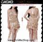 XOXO XOXO14-Corkscrew Roushed Halter Silky Knit Dress