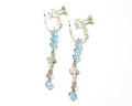 clip-on earrings ต่างหูหนีบ คริสตัลสวารอฟกี้ สีฟ้า น่ารักมาก
