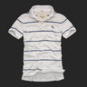 ABERCROMBIE&FITCH เสื้อโปโล รุ่น Bald Peak ลายขวางสีขาวคาดเส้นเสีฟ้า