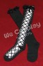 Body Line ถุงเท้ายาวเหนือเข่า โกธิคโลลิต้าสีขาวดำ (Gothic Lolita Over-knee Socks) ลายลูกไม้สุดหรู จาก ประเทศญี่ปุ่น